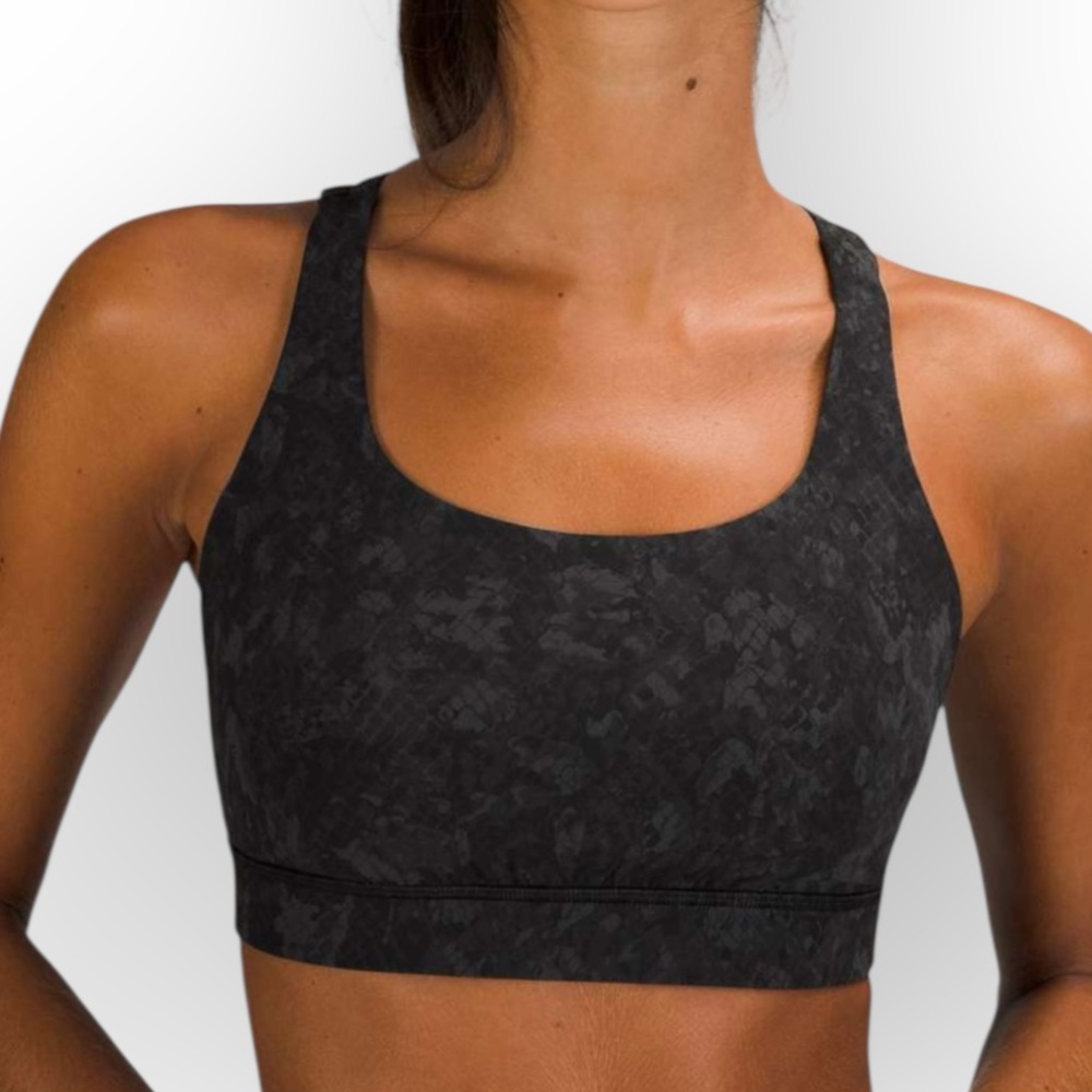 Lululemon Energy Sports Bra, Sz 2 (B-D cup) Hideaway Camo Deep Coal Multi W2BHES